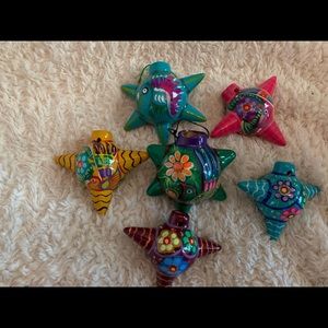 Set of 6 of Talavera ceramic Christmas ornaments